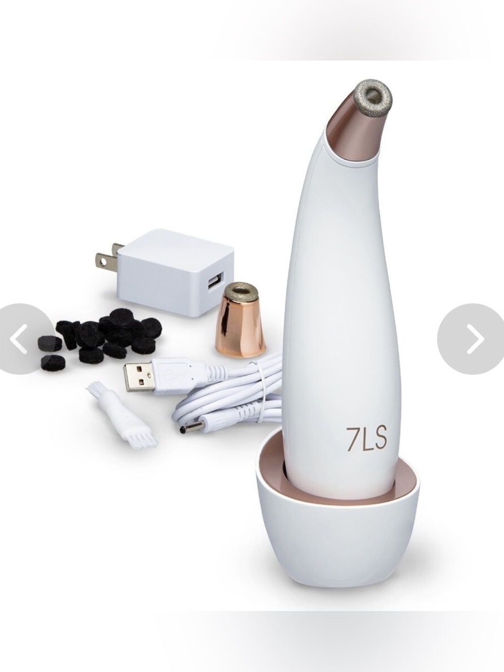 7LS Microdermabrasion Pore Vacuum — White & Rose Gold